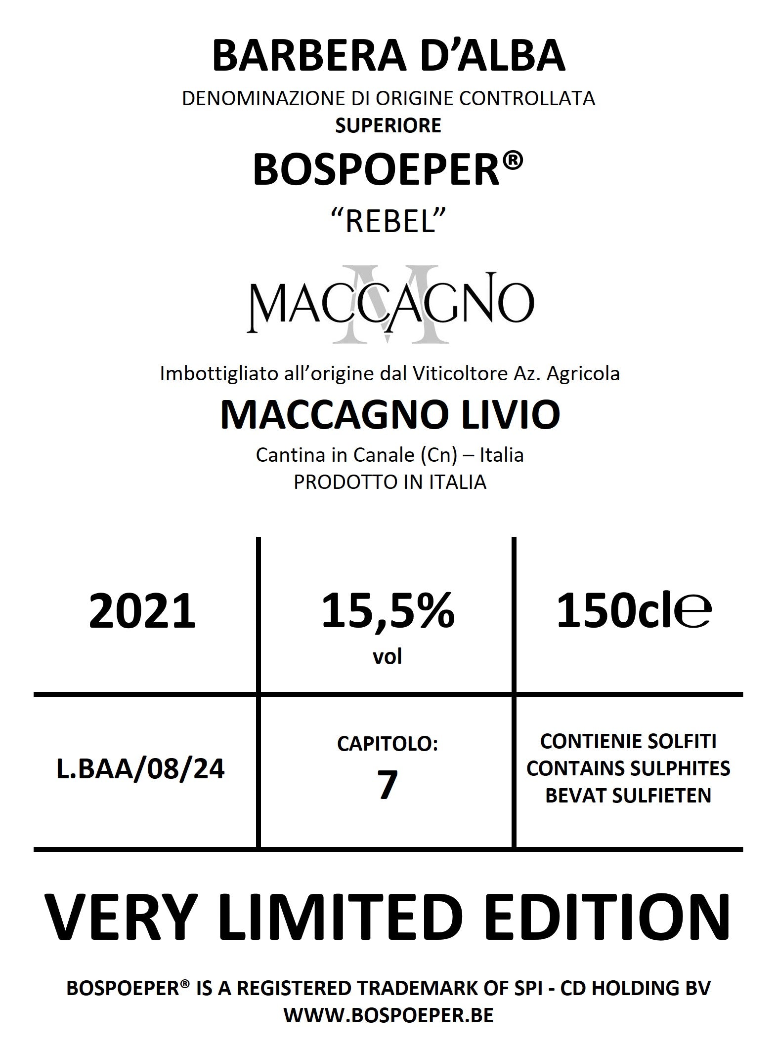 Barbera d'Alba DOC 2021 Superiore MAGNUM Authentic Bospoeper Rebel